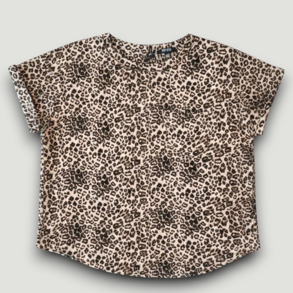 Buffalo David Bitton Blouse Womens M Tan Black Leopard Print Chic Safaricore - Picture 3 of 7